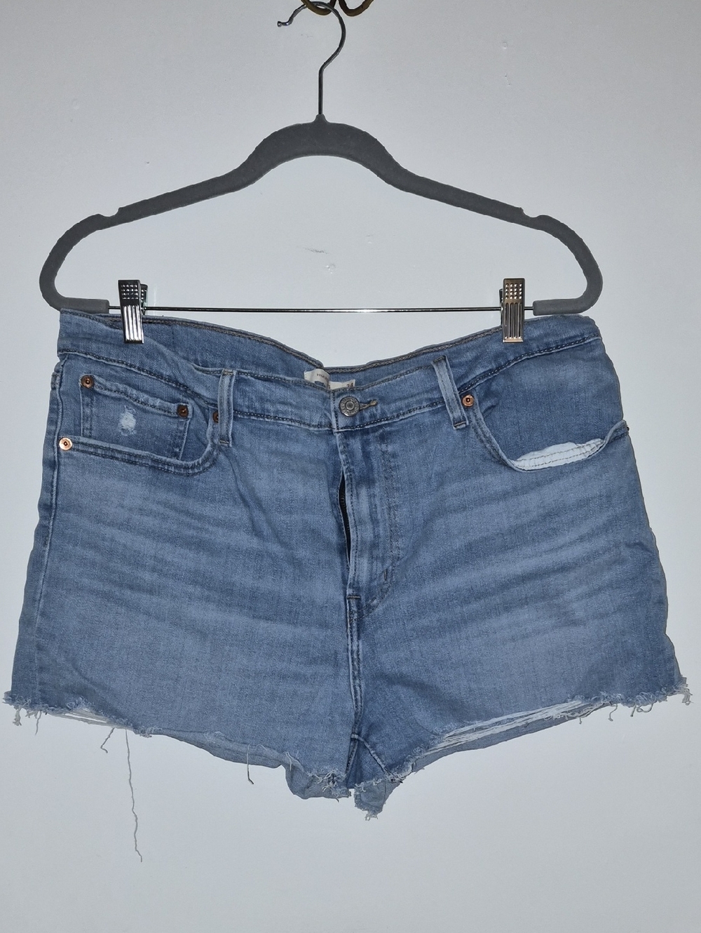 Levi's Light Blue Distressed Denim High Rise Shorts
